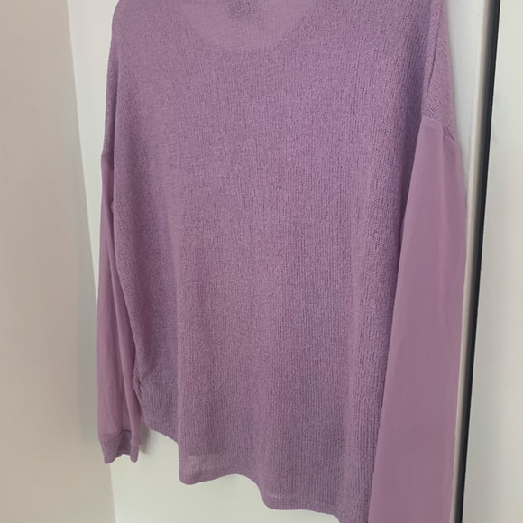 Sparkle & Fade Purple Knit Top With Sheer Sleeves - Picture 11 of 15